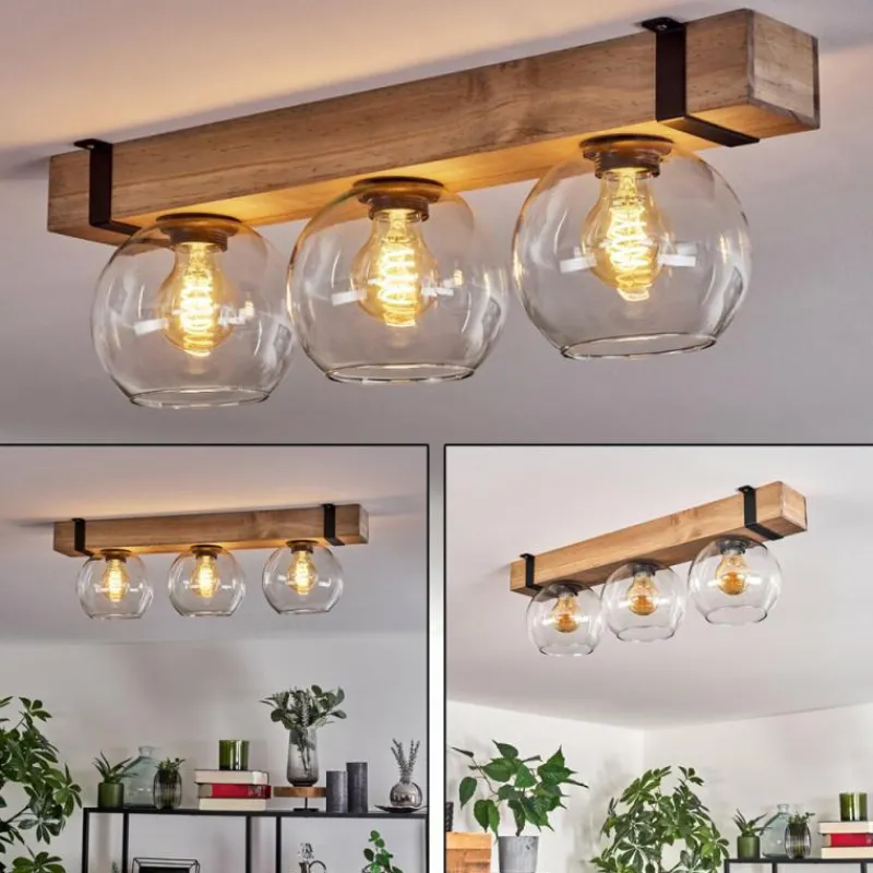 Luminaires Scandinaves-hofstein Plafonnier Verre 15cm Montgomery Écru, Noir, 3 lumières