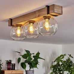 Luminaires Scandinaves-hofstein Plafonnier Verre 15cm Montgomery Écru, Noir, 3 lumières