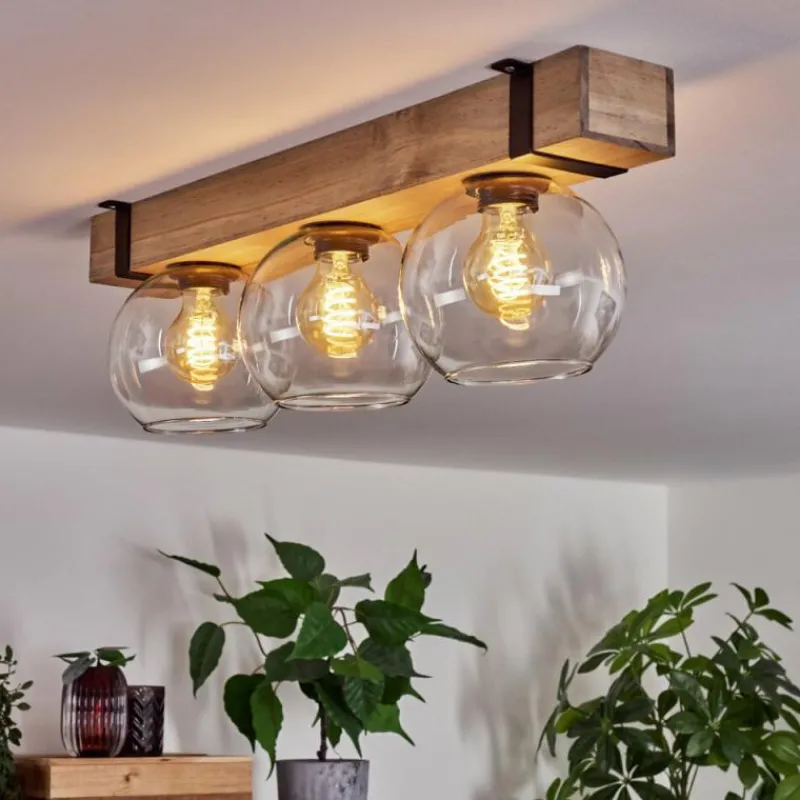 Luminaires Scandinaves-hofstein Plafonnier Verre 15cm Montgomery Écru, Noir, 3 lumières