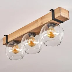 Luminaires Scandinaves-hofstein Plafonnier Verre 15cm Montgomery Écru, Noir, 3 lumières