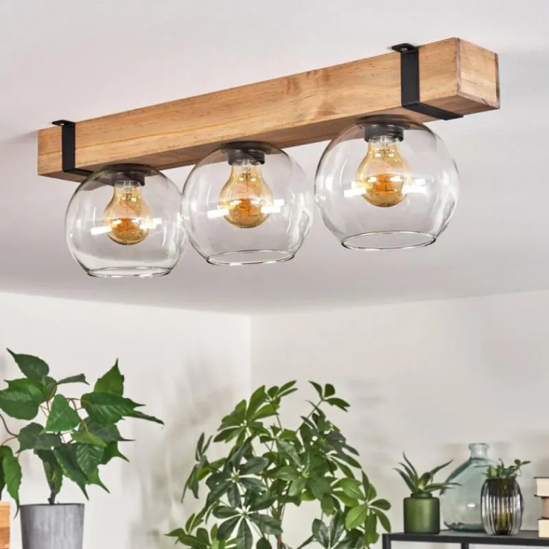 Luminaires Scandinaves-hofstein Plafonnier Verre 15cm Montgomery Écru, Noir, 3 lumières