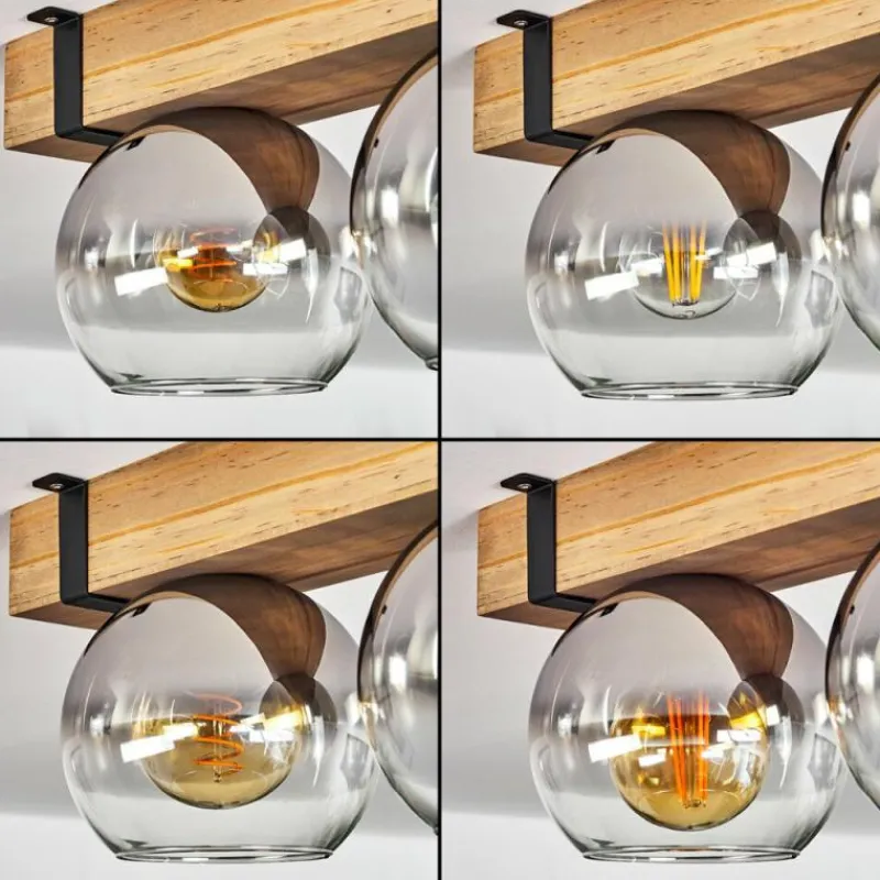 Luminaires Scandinaves-hofstein Plafonnier Verre 15cm Montgomery Écru, Noir, 3 lumières