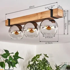 Luminaires Scandinaves-hofstein Plafonnier Verre 15cm Montgomery Écru, Noir, 3 lumières