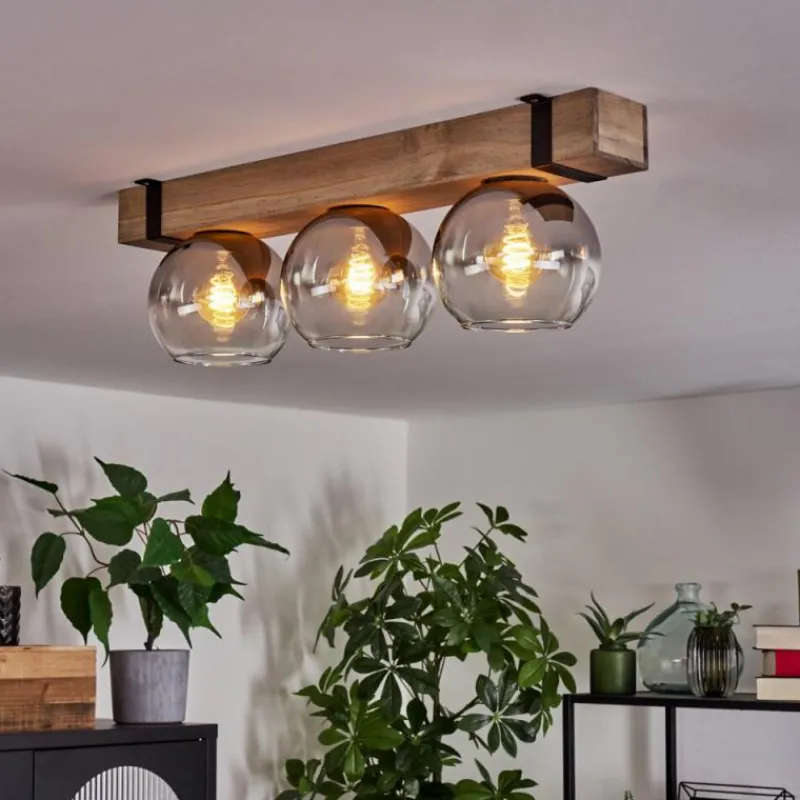 Luminaires Scandinaves-hofstein Plafonnier Verre 15cm Montgomery Écru, Noir, 3 lumières