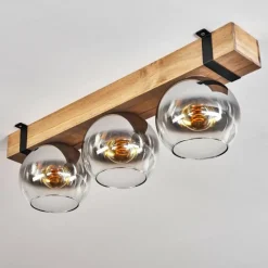 Luminaires Scandinaves-hofstein Plafonnier Verre 15cm Montgomery Écru, Noir, 3 lumières