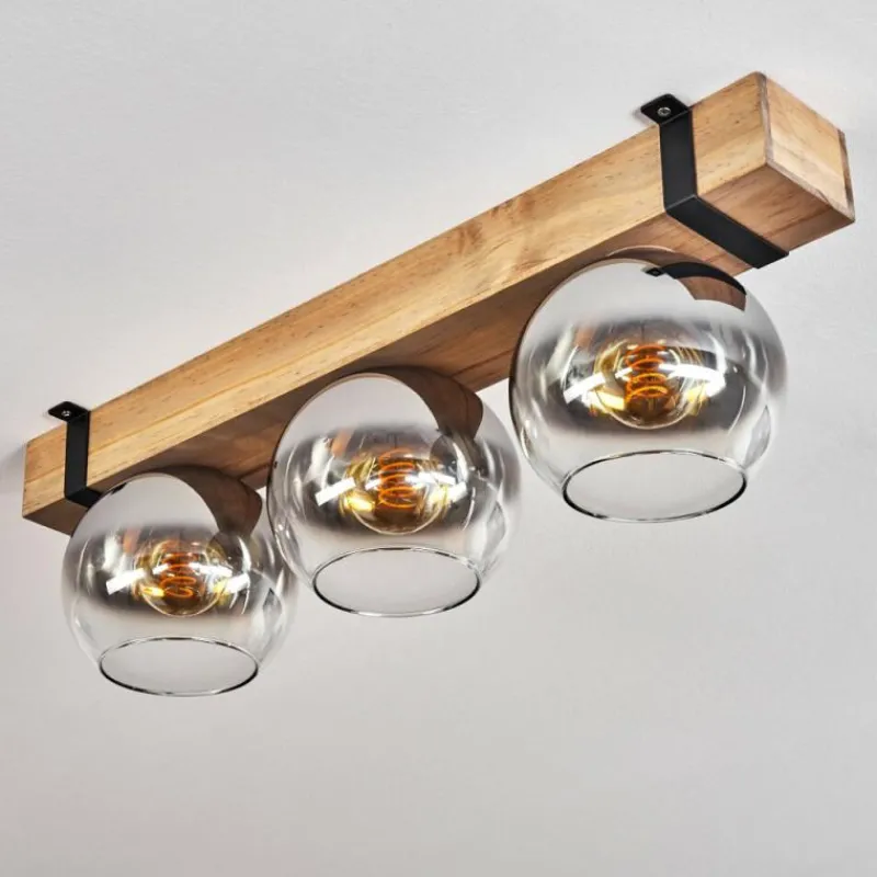 Luminaires Scandinaves-hofstein Plafonnier Verre 15cm Montgomery Écru, Noir, 3 lumières