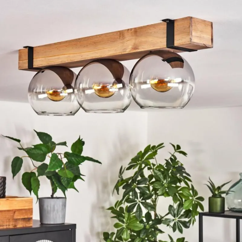 Luminaires Scandinaves-hofstein Plafonnier Verre 15cm Montgomery Écru, Noir, 3 lumières