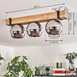 Luminaires Scandinaves-hofstein Plafonnier Verre 15cm Montgomery Noir, 3 lumières