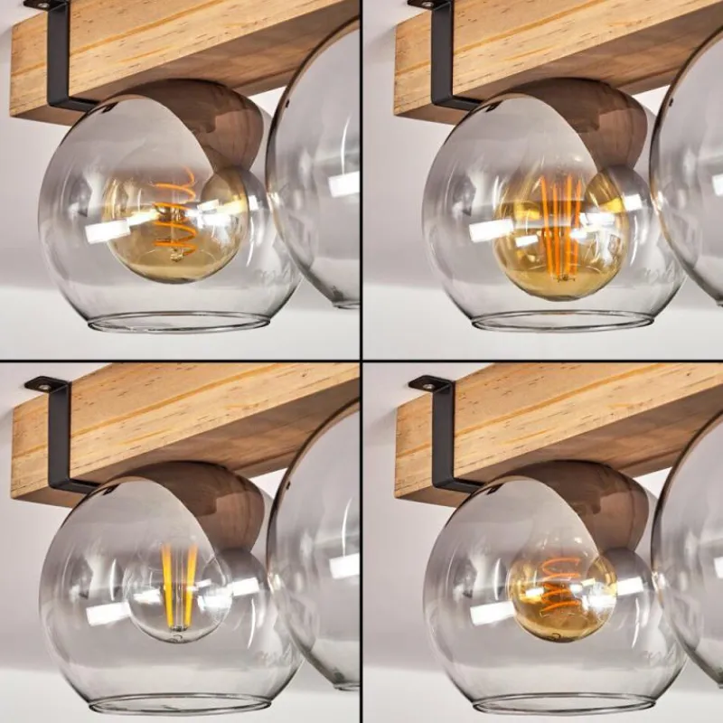 Suspension Verre Fumé-hofstein Plafonnier Verre 15cm Montgomery Noir, 3 lumières