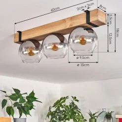 Suspension Verre Fumé-hofstein Plafonnier Verre 15cm Montgomery Noir, 3 lumières