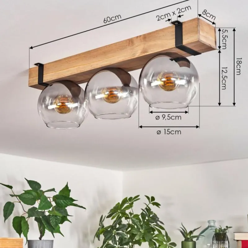 Suspension Verre Fumé-hofstein Plafonnier Verre 15cm Montgomery Noir, 3 lumières