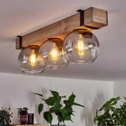 Suspension Verre Fumé-hofstein Plafonnier Verre 15cm Montgomery Noir, 3 lumières