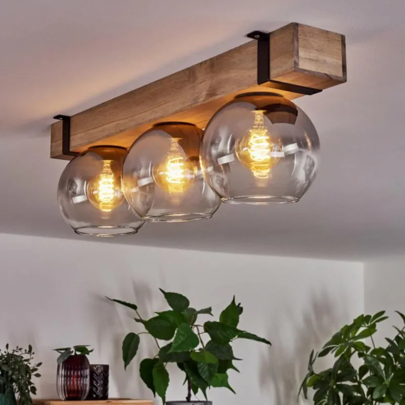 Suspension Verre Fumé-hofstein Plafonnier Verre 15cm Montgomery Noir, 3 lumières