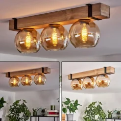 Lampes Vintages & Rétros-hofstein Plafonnier Verre 15cm Montgomery Noir, 3 lumières