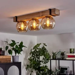 Lampes Vintages & Rétros-hofstein Plafonnier Verre 15cm Montgomery Noir, 3 lumières