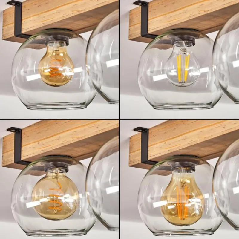 Luminaires Scandinaves-hofstein Plafonnier Verre 15cm Montgomery Écru, Noir, 4 lumières