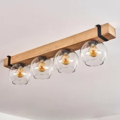 Luminaires Scandinaves-hofstein Plafonnier Verre 15cm Montgomery Écru, Noir, 4 lumières