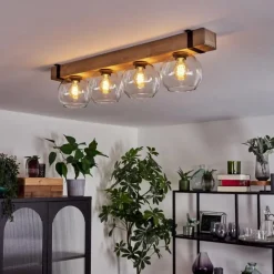 Luminaires Scandinaves-hofstein Plafonnier Verre 15cm Montgomery Écru, Noir, 4 lumières