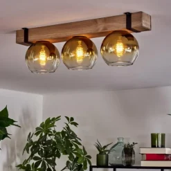 Lampes Dorées-hofstein Plafonnier Verre 15cm Montgomery Écru, Noir, 3 lumières