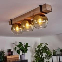 Lampes Dorées-hofstein Plafonnier Verre 15cm Montgomery Écru, Noir, 3 lumières