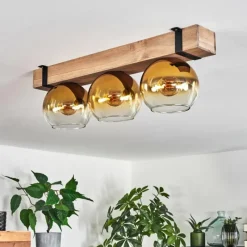 Lampes Dorées-hofstein Plafonnier Verre 15cm Montgomery Écru, Noir, 3 lumières