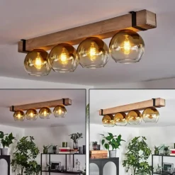 Lampes Dorées-hofstein Plafonnier Verre 15cm Montgomery Écru, Noir, 4 lumières