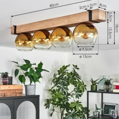 Lampes Dorées-hofstein Plafonnier Verre 15cm Montgomery Écru, Noir, 4 lumières