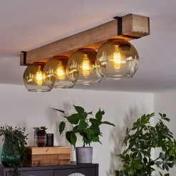 Lampes Dorées-hofstein Plafonnier Verre 15cm Montgomery Écru, Noir, 4 lumières