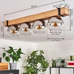 Luminaires Scandinaves-hofstein Plafonnier Verre 15cm Montgomery Écru, Noir, 4 lumières