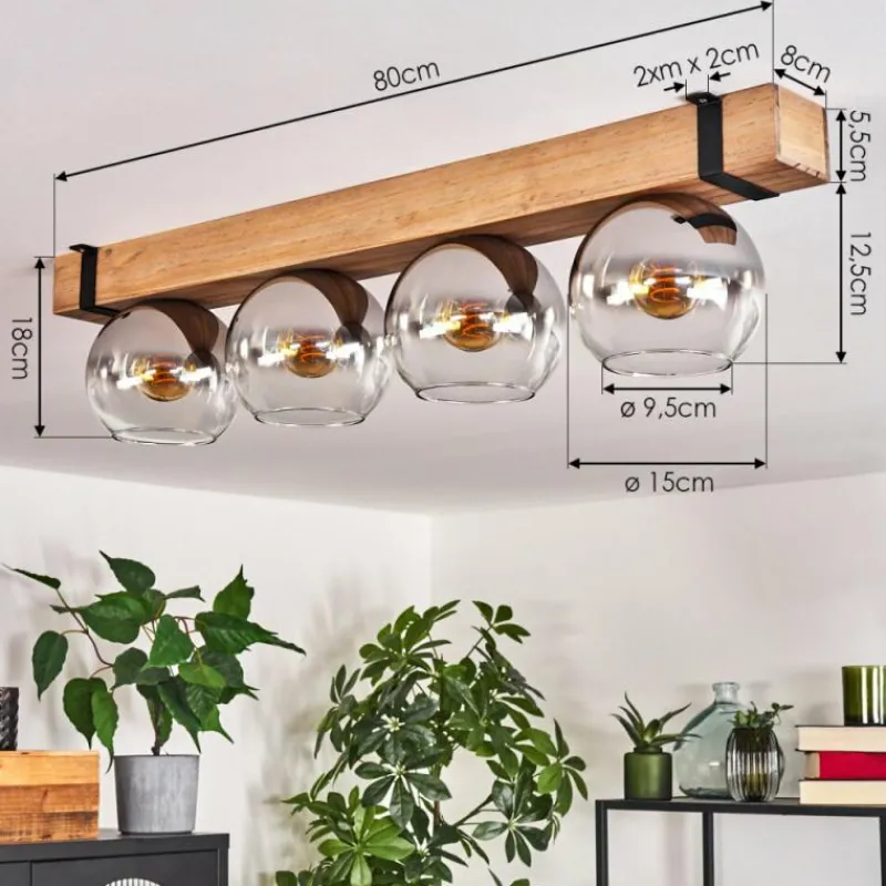 Luminaires Scandinaves-hofstein Plafonnier Verre 15cm Montgomery Écru, Noir, 4 lumières