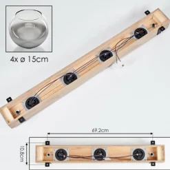 Luminaires Scandinaves-hofstein Plafonnier Verre 15cm Montgomery Écru, Noir, 4 lumières