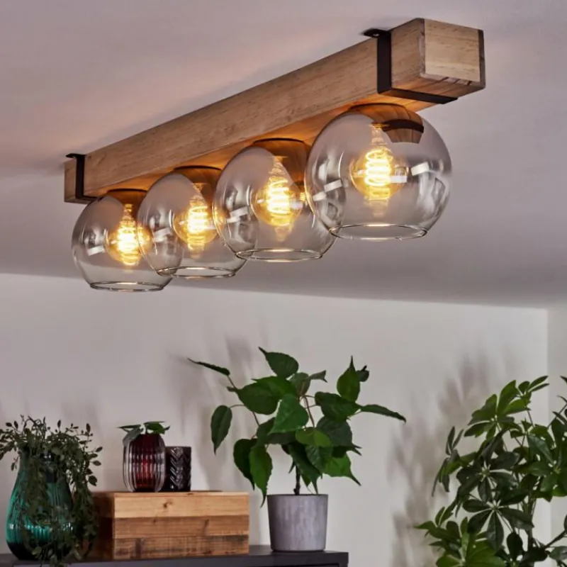 Luminaires Scandinaves-hofstein Plafonnier Verre 15cm Montgomery Écru, Noir, 4 lumières