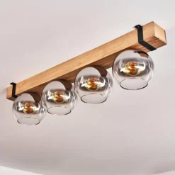 Luminaires Scandinaves-hofstein Plafonnier Verre 15cm Montgomery Écru, Noir, 4 lumières