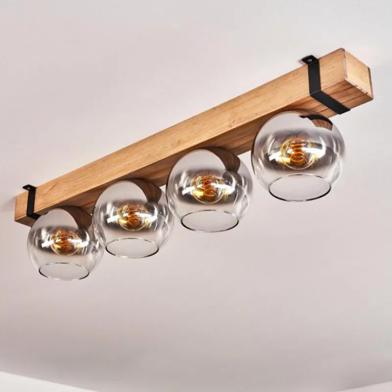 Luminaires Scandinaves-hofstein Plafonnier Verre 15cm Montgomery Écru, Noir, 4 lumières