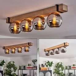 hofstein Plafonnier Verre 15cm Montgomery Écru, Noir, 4 lumières