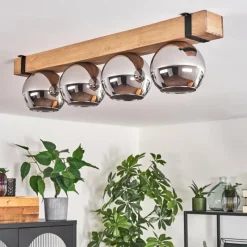 hofstein Plafonnier Verre 15cm Montgomery Écru, Noir, 4 lumières