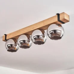 hofstein Plafonnier Verre 15cm Montgomery Écru, Noir, 4 lumières