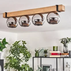 hofstein Plafonnier Verre 15cm Montgomery Écru, Noir, 4 lumières