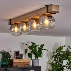 hofstein Plafonnier Verre 15cm Montgomery Écru, Noir, 4 lumières