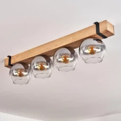 hofstein Plafonnier Verre 15cm Montgomery Écru, Noir, 4 lumières