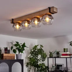 hofstein Plafonnier Verre 15cm Montgomery Écru, Noir, 4 lumières