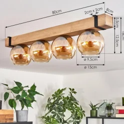 hofstein Plafonnier Verre 15cm Montgomery Écru, Noir, 4 lumières