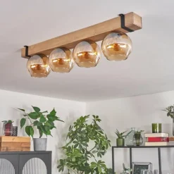 hofstein Plafonnier Verre 15cm Montgomery Écru, Noir, 4 lumières