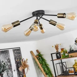 hofstein Plafonnier Vestjelland Laiton, Noir, 6 lumières