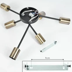 hofstein Plafonnier Vestjelland Laiton, Noir, 6 lumières