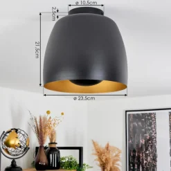 Lampes Dorées-hofstein Plafonnier Viking Noir, 1 lumière