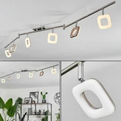 hofstein Plafonnier Villenauxe LED Nickel mat, 6 lumières