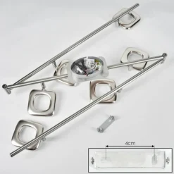 hofstein Plafonnier Villenauxe LED Nickel mat, 6 lumières