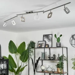 hofstein Plafonnier Villenauxe LED Nickel mat, 6 lumières