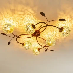 Lampes Art Déco-hofstein Plafonnier Virga Brun, 6 lumières